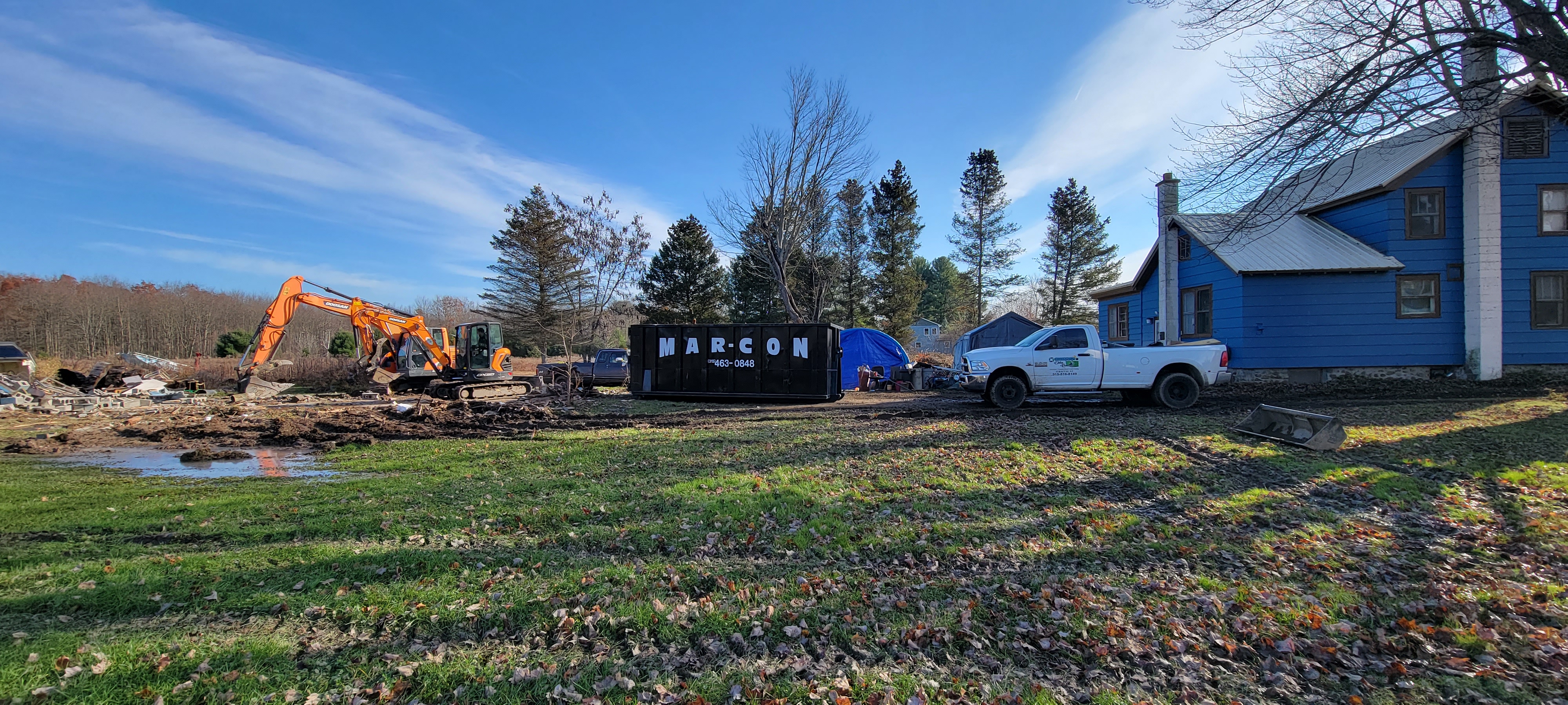 View of the house from the west, after the old garage was down facing east